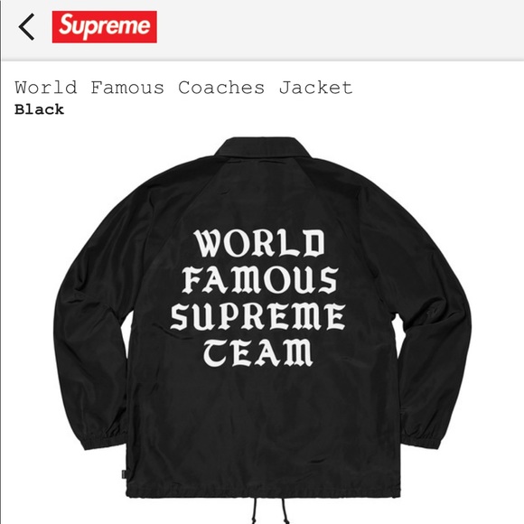 NWT Supreme World Famous Coaches Jacket - Picture 1 of 5
